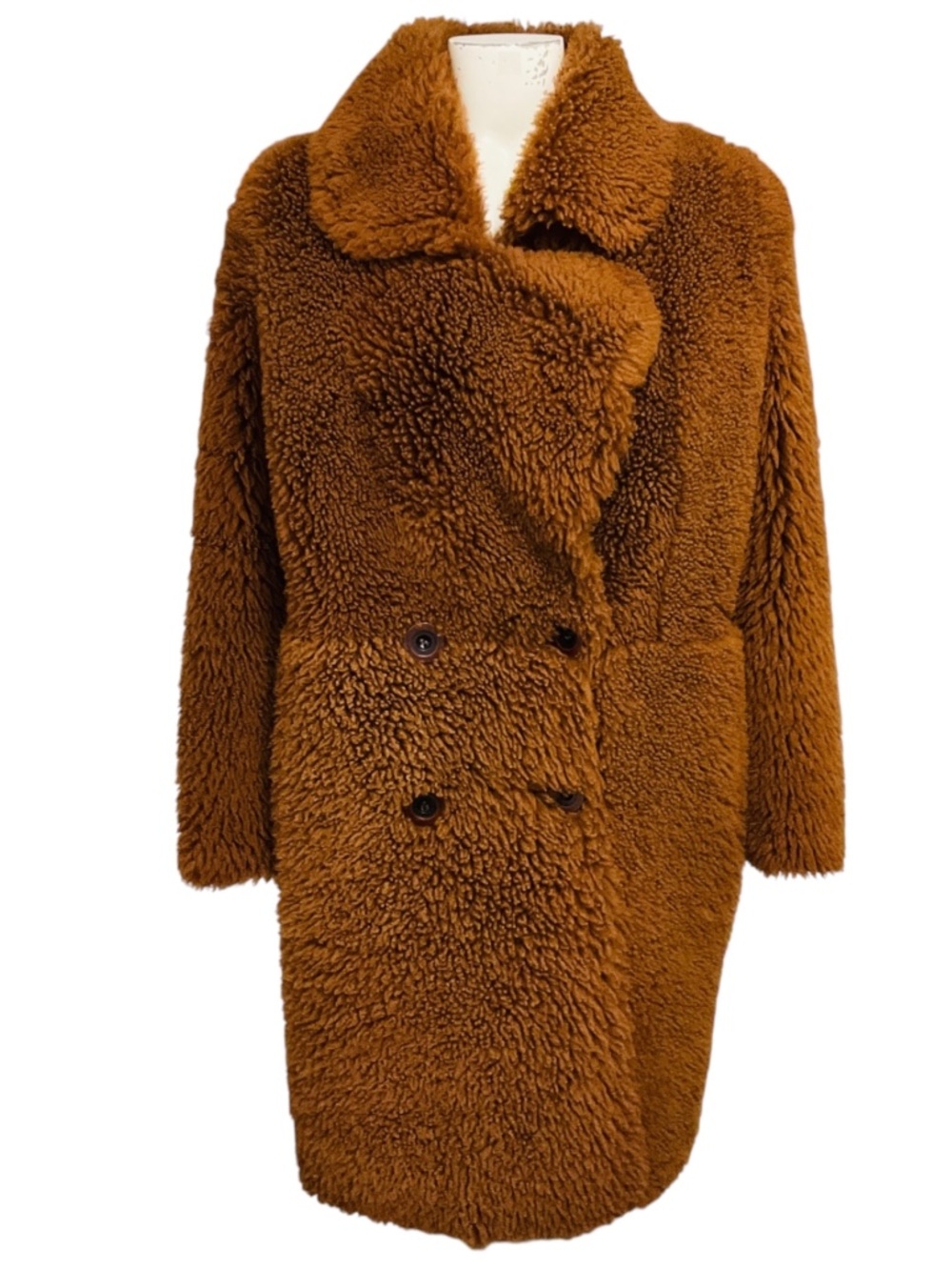 YVES SALOMON COGNAC LAMB SHEARLING COAT